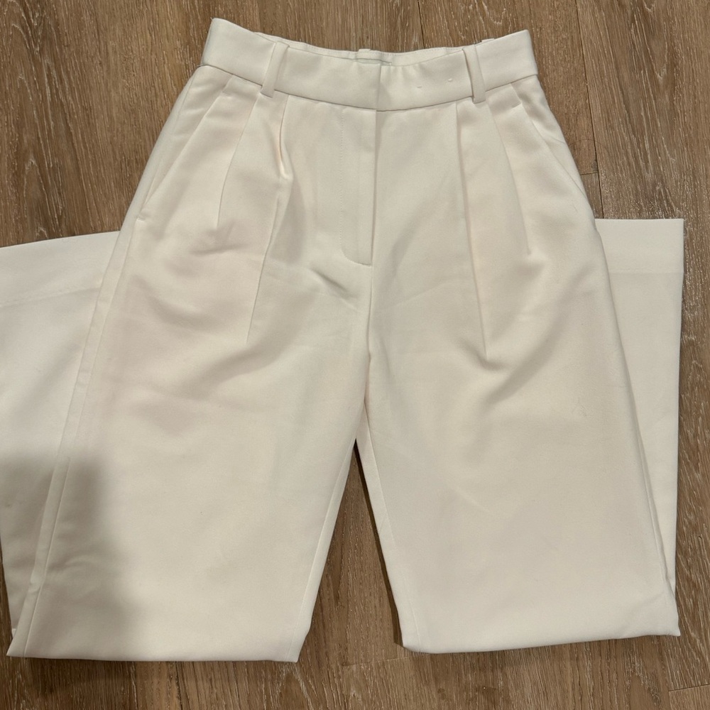 A&F Sloane Tailored Pant Trousers | White | 00/24 Short | Petite